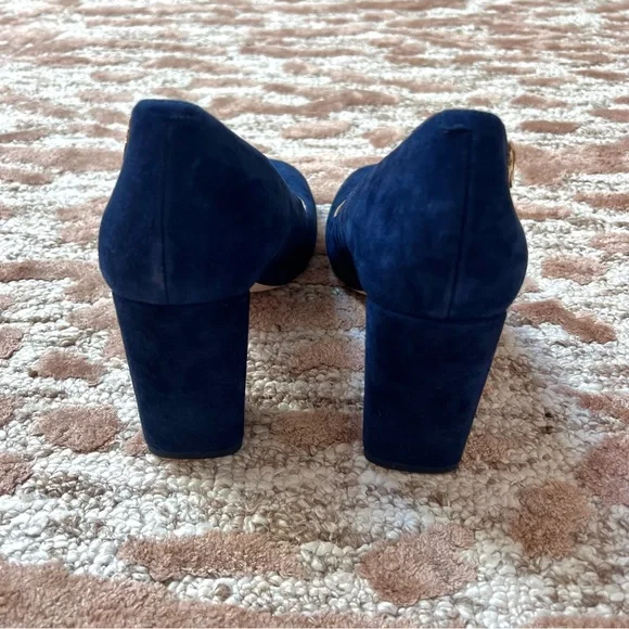 Tory Burch Dark Blue Suede Heels - Picture 4 of 9